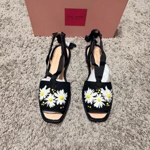 Kate Spade Black Sandals with Floral Design